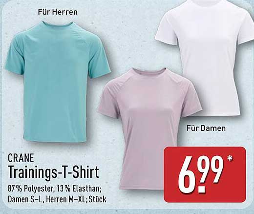 CRANE Trainings-T-Shirt für Damen und Herren