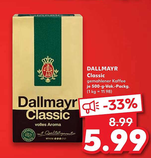 DALLMAYR Classic gemahlener Kaffee, 500-g-Vak.-Packung