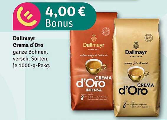 Dallmayr Crema d’Oro ganze Bohnen, versch. Sorten, je 1000-g-Packung