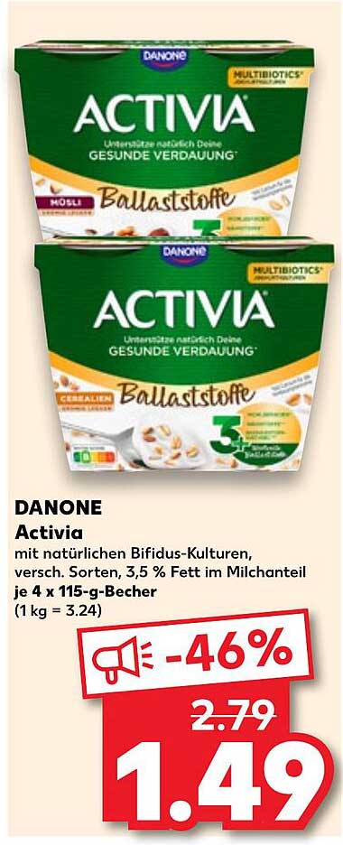 Danone Activia Ballaststoffe 4 x 115-g-Becher