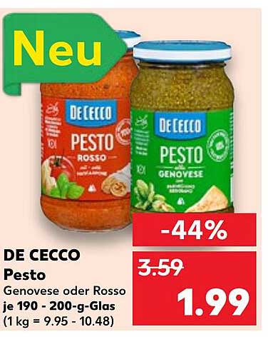 DE CECCO Pesto Genovese oder Rosso 190 - 200 g-Glas