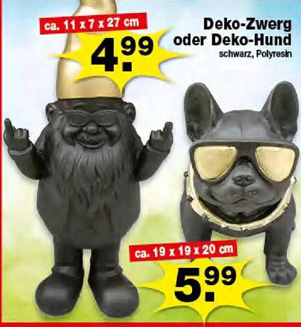 Deko-Zwerg oder Deko-Hund - Schwarz, Polyresin