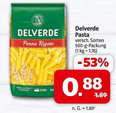 Delverde Pasta 500-g-Packung - Penne Rigate