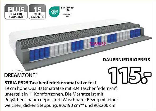 DREAMZONE STRIA PS25 Taschenfederkernmatratze fest