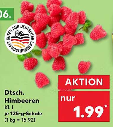 Dt. Himbeeren Kl. I je 125-g-Schale
