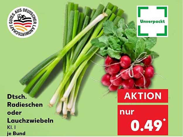 Dtsch. Radieschen oder Lauchzwiebeln Kl. I je Bund