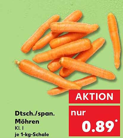 Dtsch./span. Möhren Kl. I je 1-kg-Schale