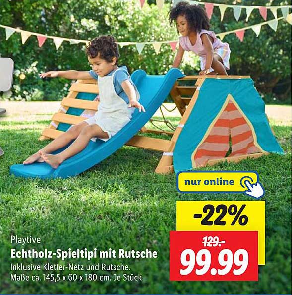 Echtholz-Spieltipi mit Rutsche
