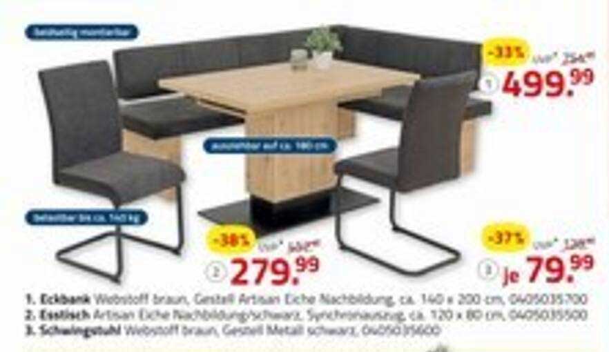 Eckbank- und Esstisch-Set in Braun