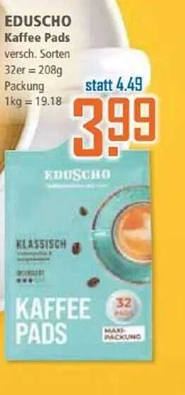 EDUSCHO Kaffee Pads, 32er Packung – jetzt im Angebot!