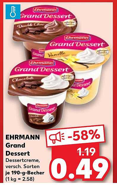 EHRMANN Grand Dessert, verschiedene Sorten je 190-g-Becher