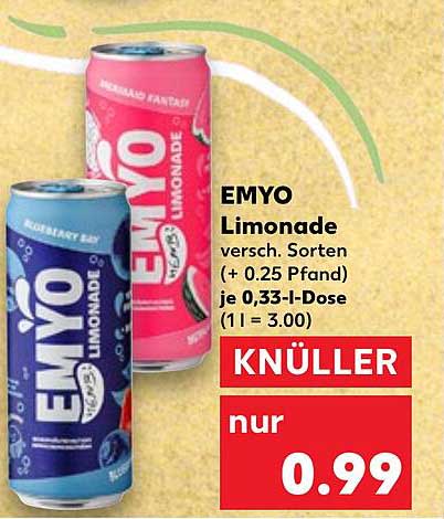 EMYO Limonade 0,33 l Dose - Verschiedene Sorten