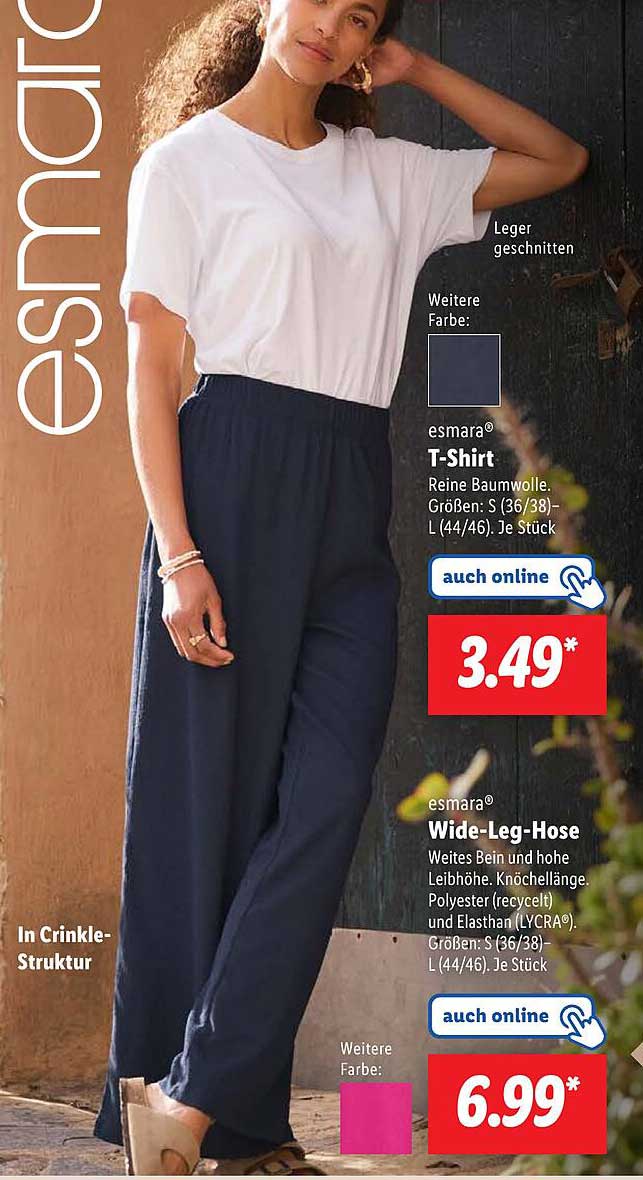 esmarà® T-Shirt und Wide-Leg-Hose