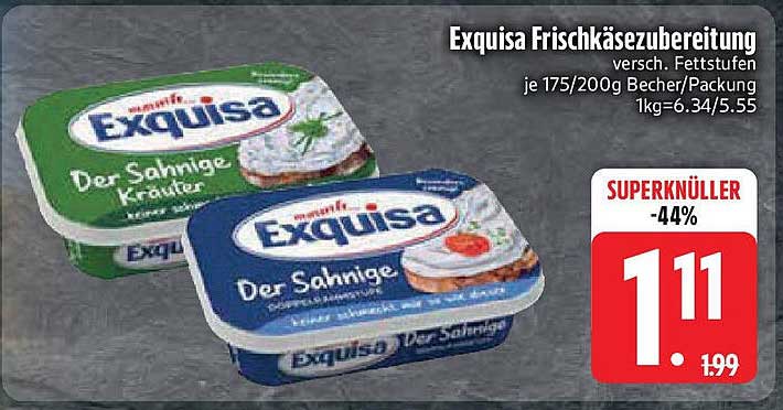 Exquisa Frischkäsezubereitung verschiedene Fettstufen je 175/200g Becher/Packung