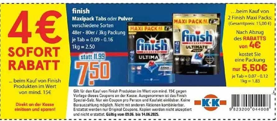 finish Maxipack Tabs oder Pulver - 48er, 80er und 3kg Packung
