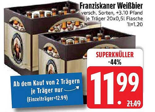 Franziskaner Weißbier 20x0,5 l - Superknüller!