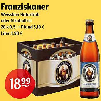 Franziskaner Weissbier Naturtrüb oder Alkoholfrei 20 x 0,5 l