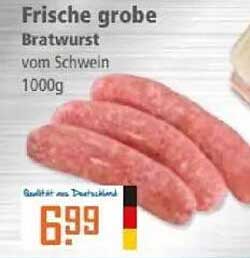Frische grobe Bratwurst vom Schwein 1000g