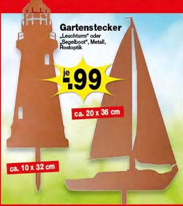 Gartenstecker Leuchtturm oder Segelboot, Metall, Rostoptik