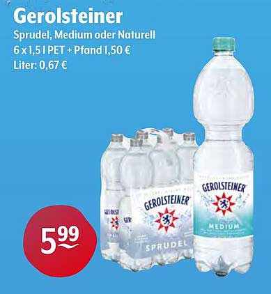 Gerolsteiner Sprudel, Medium oder Naturell 6 x 1,5 l PET