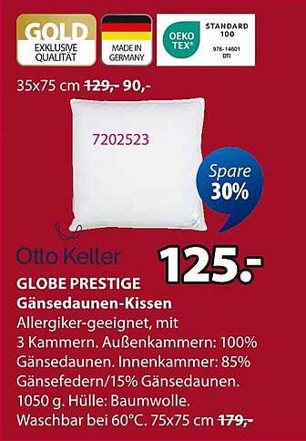 GLOBE PRESTIGE Gänsedaunen-Kissen 35x75 cm