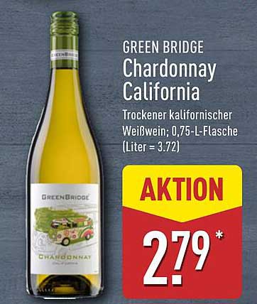 GREEN BRIDGE Chardonnay California - Trockener kalifornischer Weißwein 0,75-L-Flasche