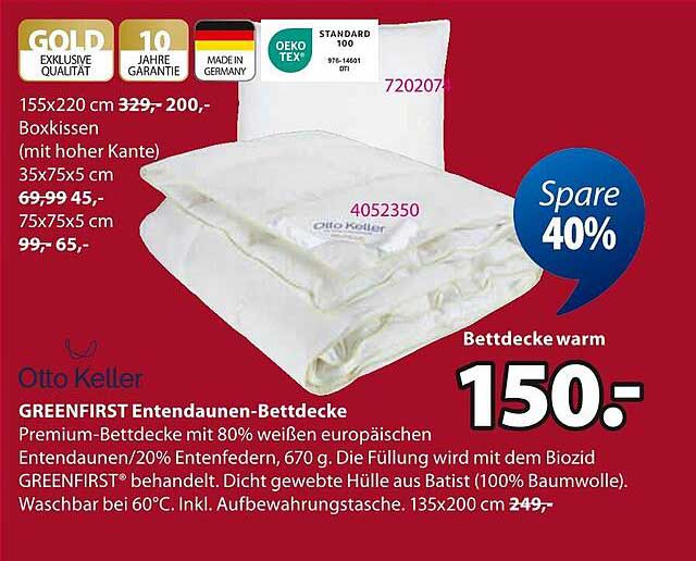 GREENFIRST Entendaunen-Bettdecke