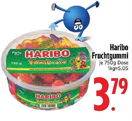 Haribo Fruchtgummi, je 750g Dose