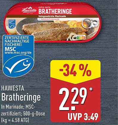 HAWESTA Bratheringe in Marinade – 500-g-Dose