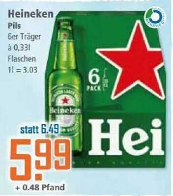 Heineken Pils 6er Träger à 0,33l Flaschen
