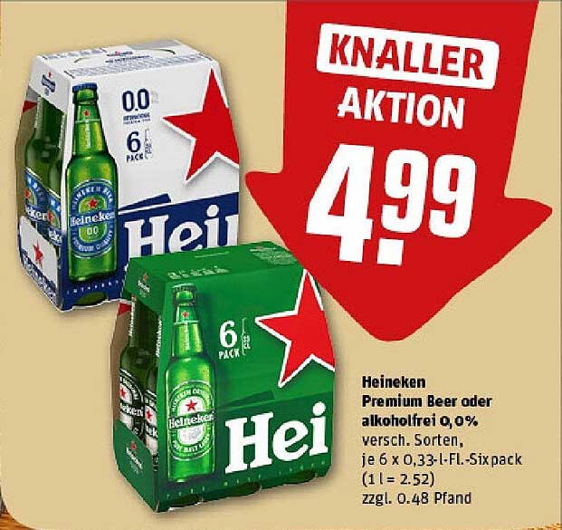 Heineken Premium Beer oder alkoholfrei 0,0%