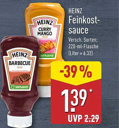 HEINZ Feinkostsauce - Verschiedene Sorten 220 ml Flasche