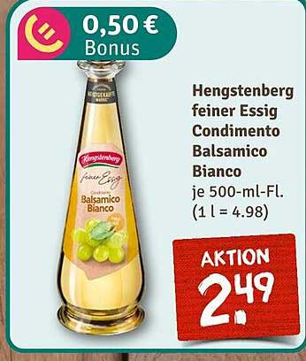 Hengstenberg feiner Essig Condimento Balsamico Bianco 500 ml