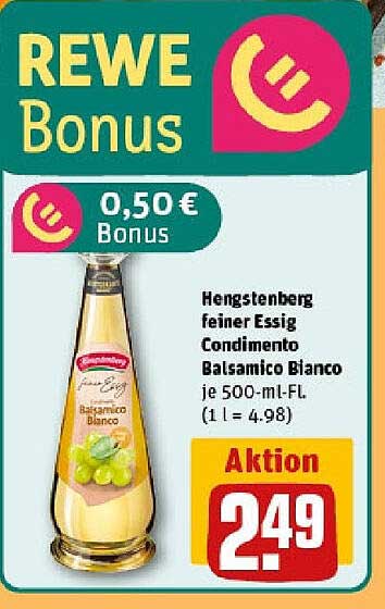 Hengstenberg feiner Essig Condimento Balsamico Bianco je 500-ml-Flasche
