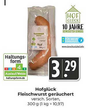Hofglück Fleischwurst geräuchert, 300 g