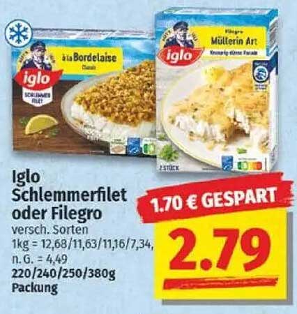 Iglo Schlemmerfilet oder Filegro - Verschiedene Sorten