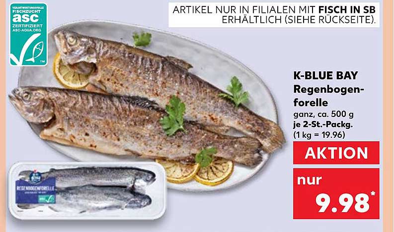 K-BLUE BAY Regenbogenforelle ganz, ca. 500 g je 2-St.-Pack.