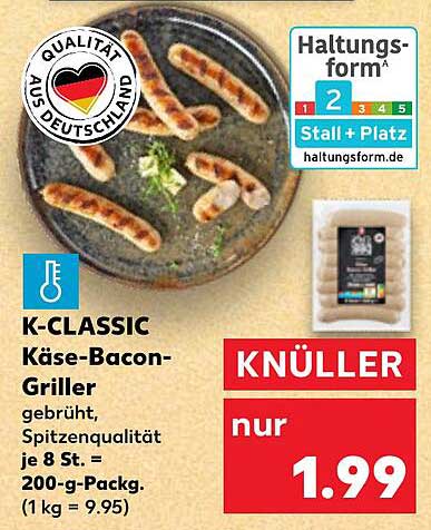 K-CLASSIC Käse-Bacon-Griller 200-g-Packung
