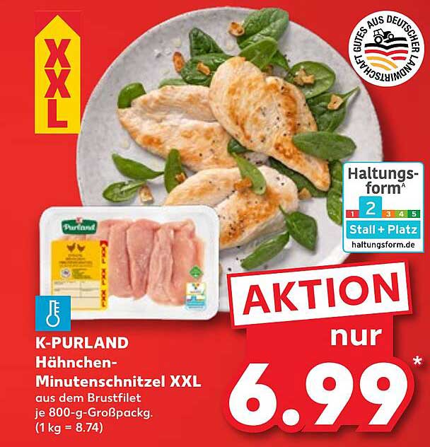 K-PURLAND Hähnchen-Minutensteak XXL aus dem Brustfilet 800-g-Packung