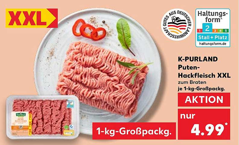 K-PURLAND Puten-Hackfleisch XXL zum Braten je 1-kg-Großpackung