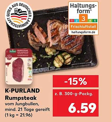 K-PURLAND Rumpsteak vom Jungbullen - 300-g-Packung