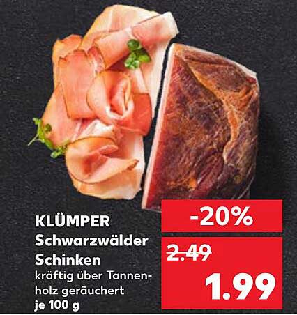 KLÜMPER Schwarzwälder Schinken - kräftig über Tannenholz geräuchert je 100 g