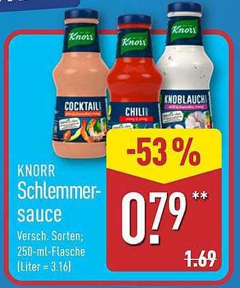Knorr Schlemmer-Sauce – Verschiedene Sorten in 250-ml-Flasche