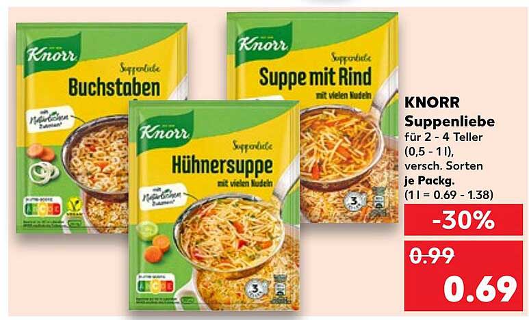 KNORR Suppenliebe – verschiedene Sorten für 2-4 Teller