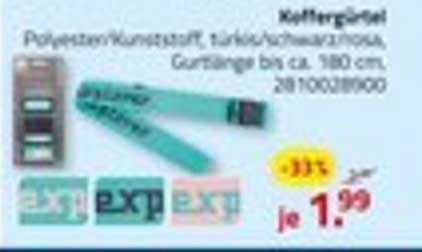 Koffergurt aus Polyestern-Kunststoff, türkis/schwarz, ca. 180 cm
