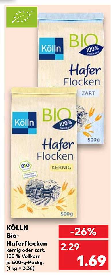 KÖLLN Bio-Haferflocken kernig oder zart, 100 % Vollkorn