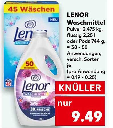 LENOR Waschmittel 2,475 kg Pulver oder 2,25 l flüssig oder Pods 744 g