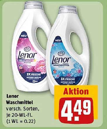 Lenor Waschmittel versch. Sorten, je 20-WL-Fl.