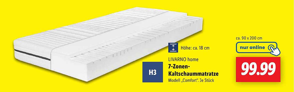 LIVARNO home 7-Zonen-Kaltschaummatratze Modell „Comfort“