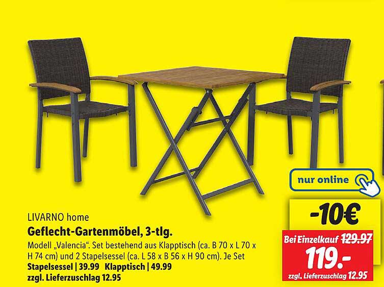 LIVARNO home Geflecht-Gartenmöbel, 3-tlg.